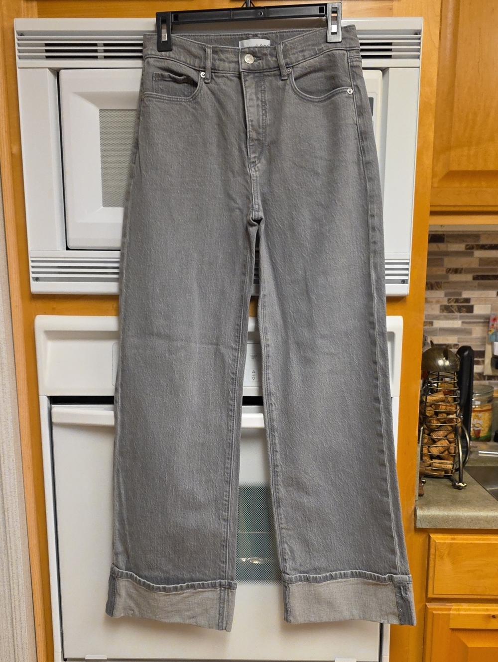 LOFT Gray Wide-Leg High-Rise Jeans, Size 0/25